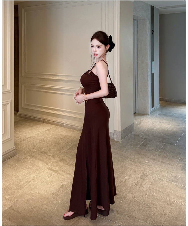 Retro summer long dress France style slim dress for women