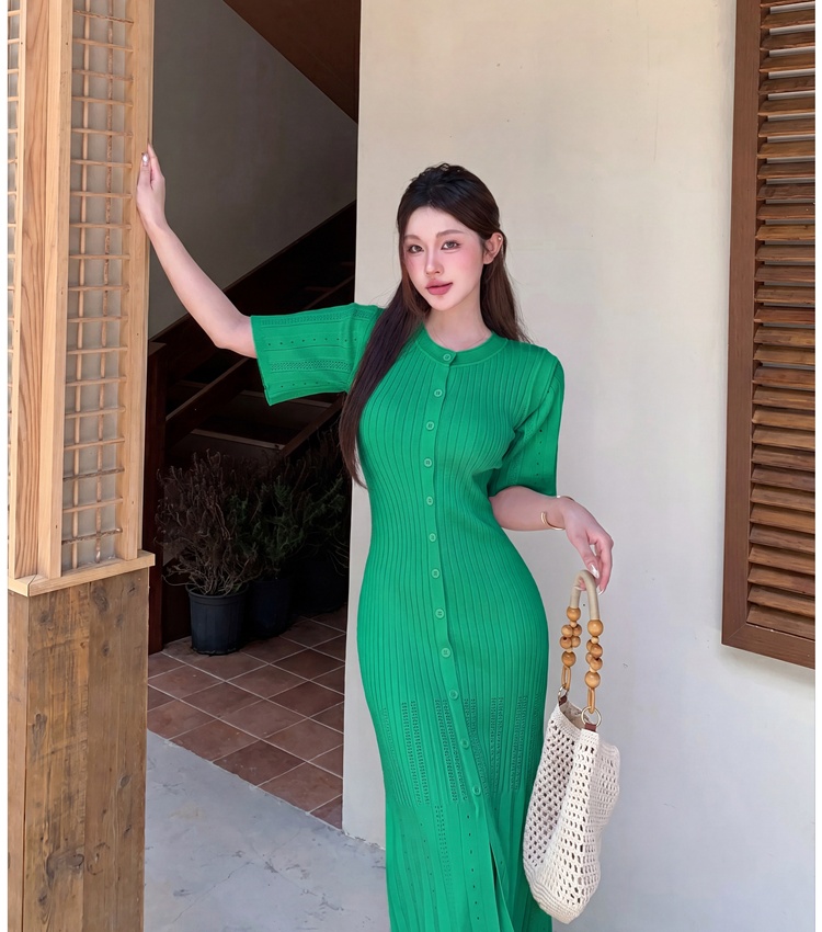 Temperament hollow knitted slim elegant dress for women