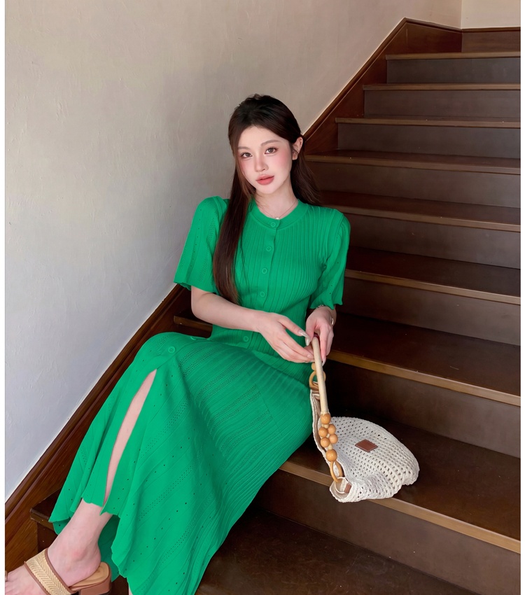 Temperament hollow knitted slim elegant dress for women