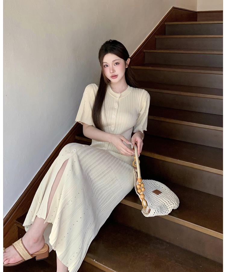 Temperament hollow knitted slim elegant dress for women
