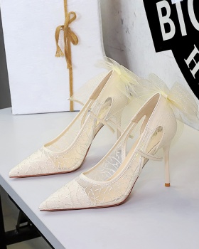Hollow high-heeled sexy bow European style shoes