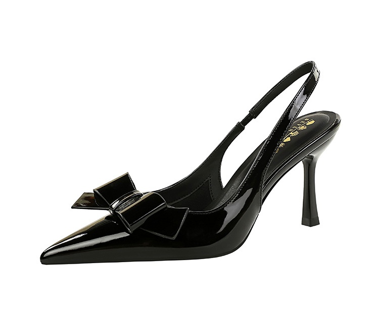 Pointed banquet stilettos European style bow sandals for women