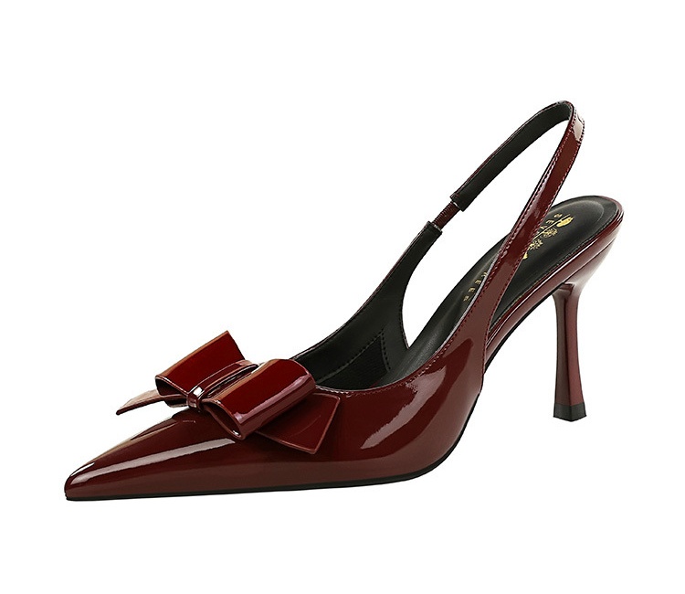 Pointed banquet stilettos European style bow sandals for women