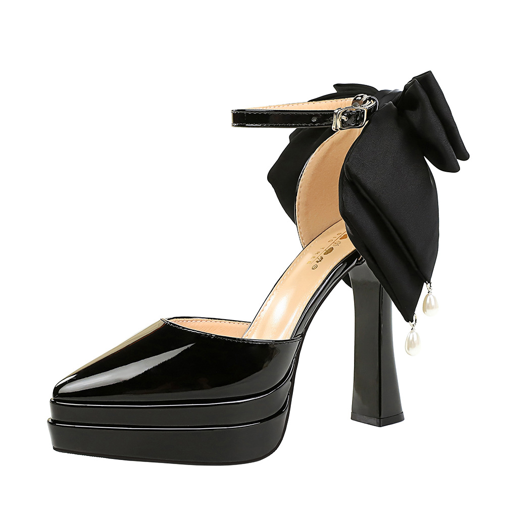 Black sandals European style platform for women