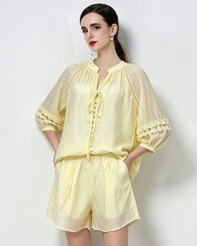 Lantern sleeve sunscreen France style tops a set