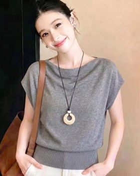Short sleeve pullover sweater light slim tops for women