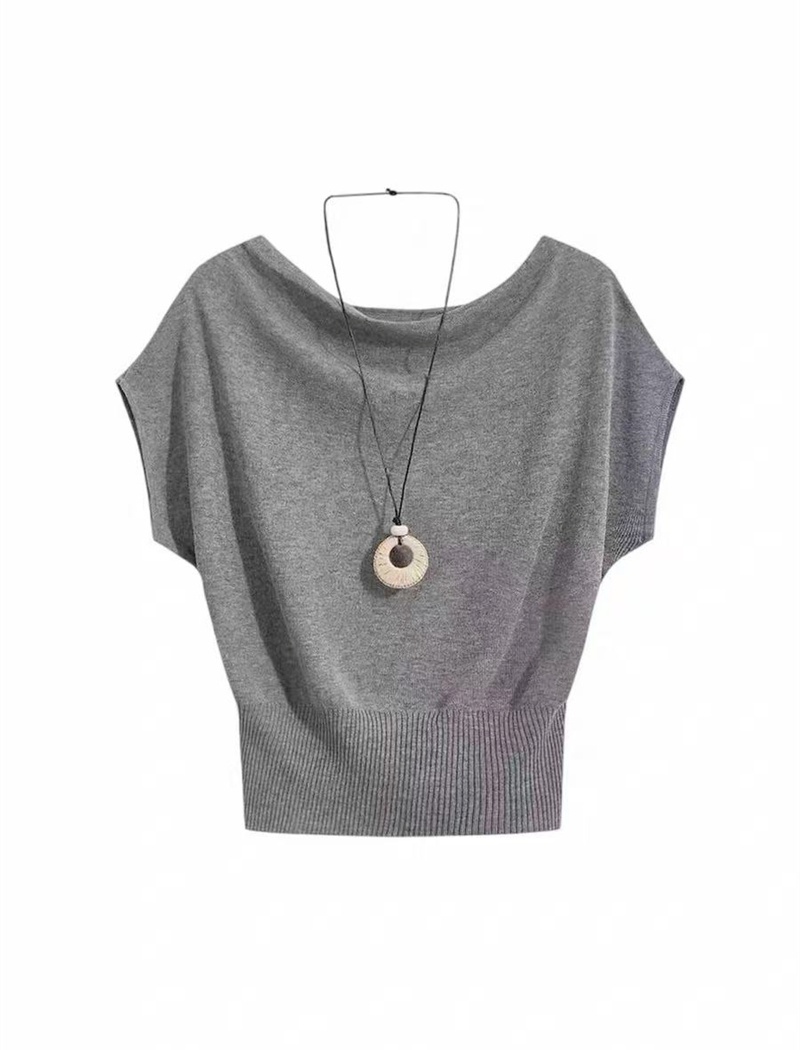 Short sleeve pullover sweater light slim tops for women