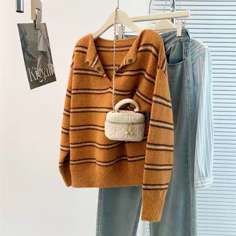 Autumn and winter pullover retro all-match sweater for women