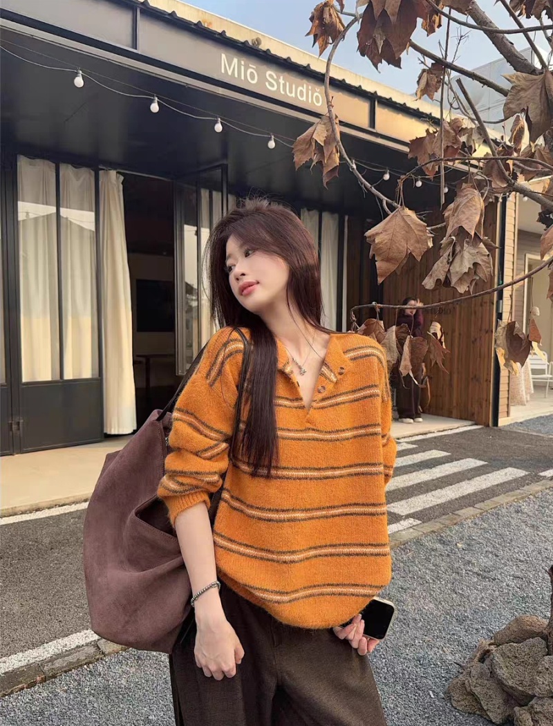 Autumn and winter pullover retro all-match sweater for women
