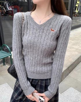 Pullover V-neck sweater autumn and winter tops for women