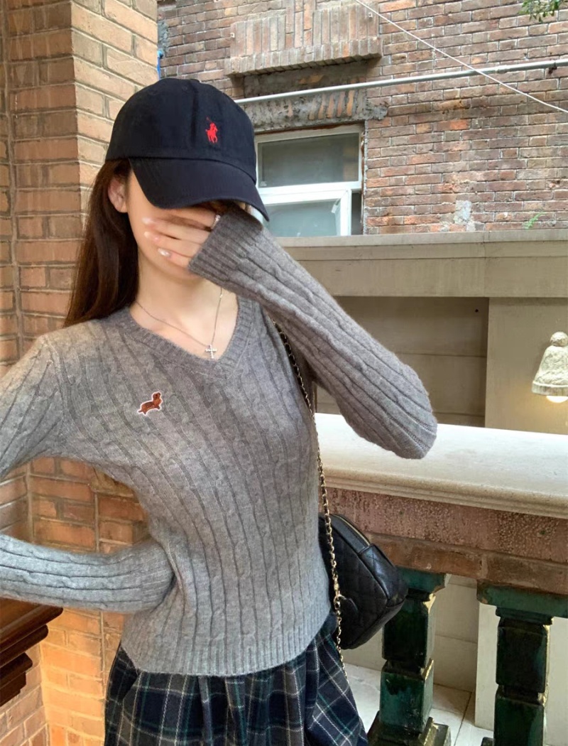 Pullover V-neck sweater autumn and winter tops for women