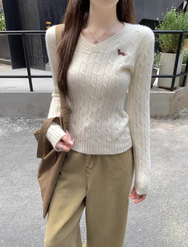Pullover V-neck sweater autumn and winter tops for women