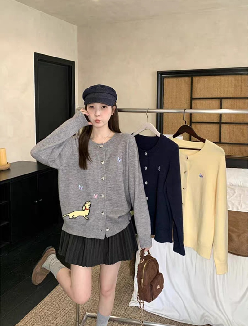 Embroidery cardigan butterfly sweater for women