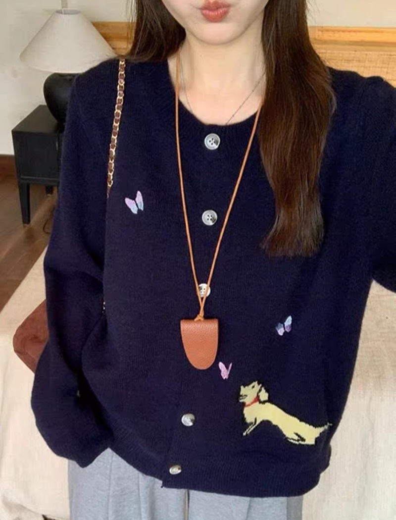 Embroidery cardigan butterfly sweater for women