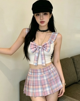 Big halter sexy shorts lovely uniform 2pcs set