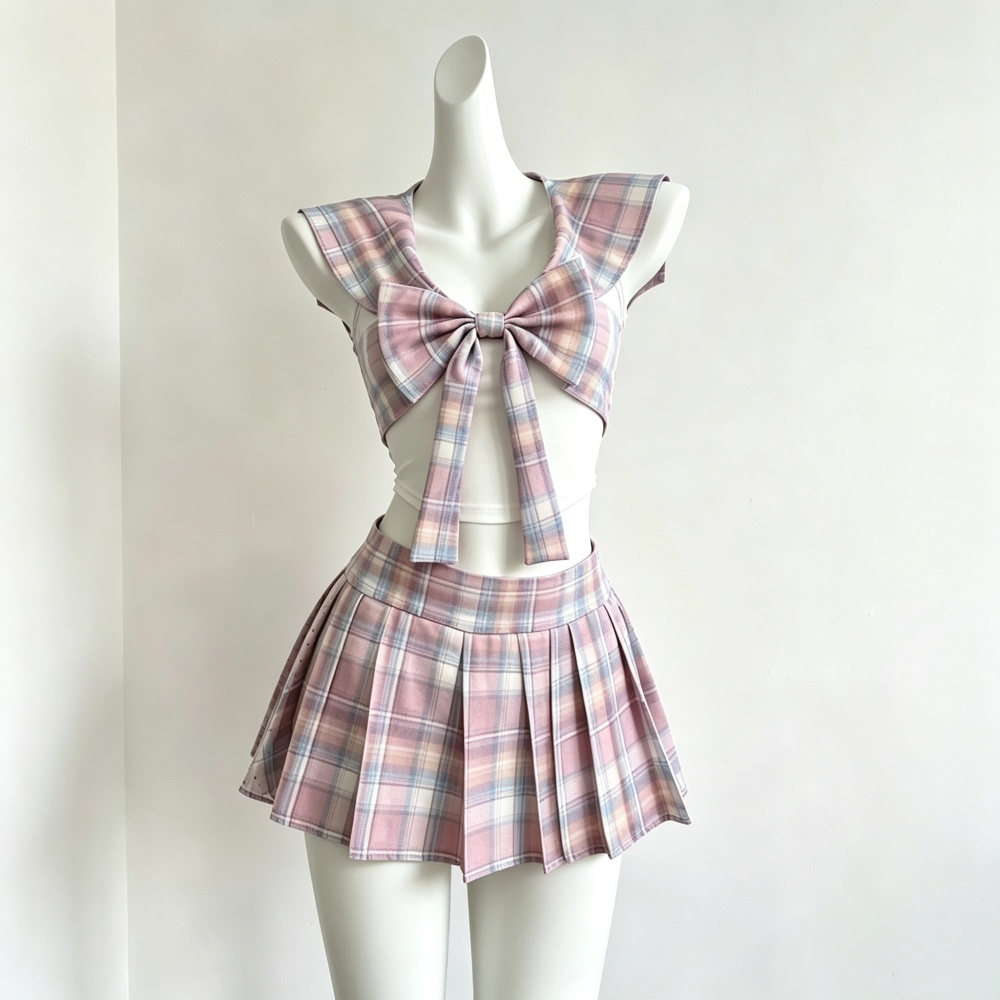 Big halter sexy shorts lovely uniform 2pcs set
