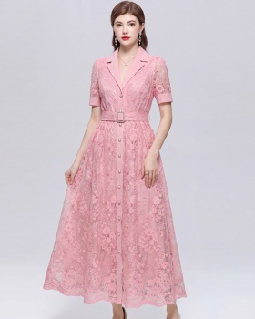 Light luxury long dress short sleeve business suit