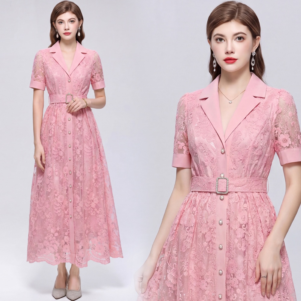 Light luxury long dress short sleeve business suit