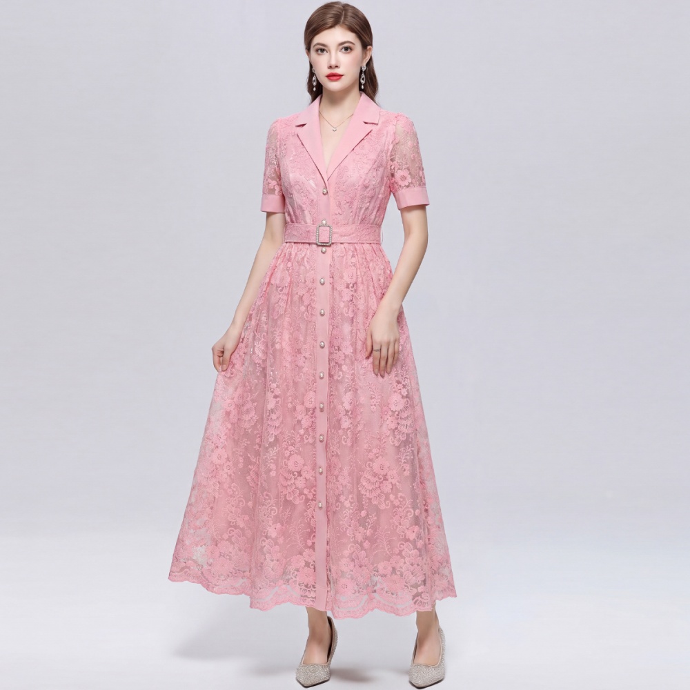 Light luxury long dress short sleeve business suit