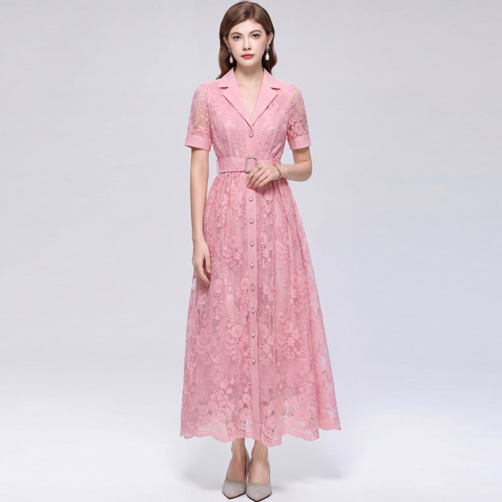 Light luxury long dress short sleeve business suit