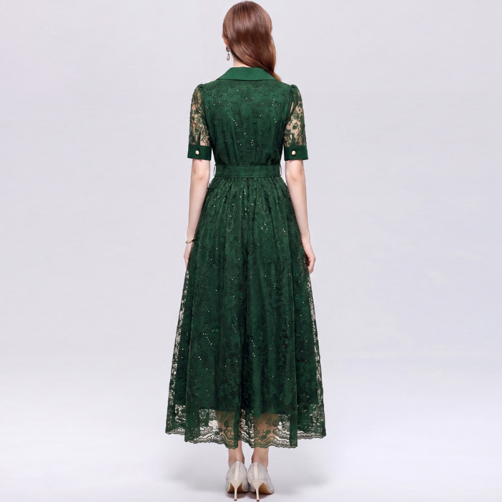 Pinched waist France style business suit hollow dress