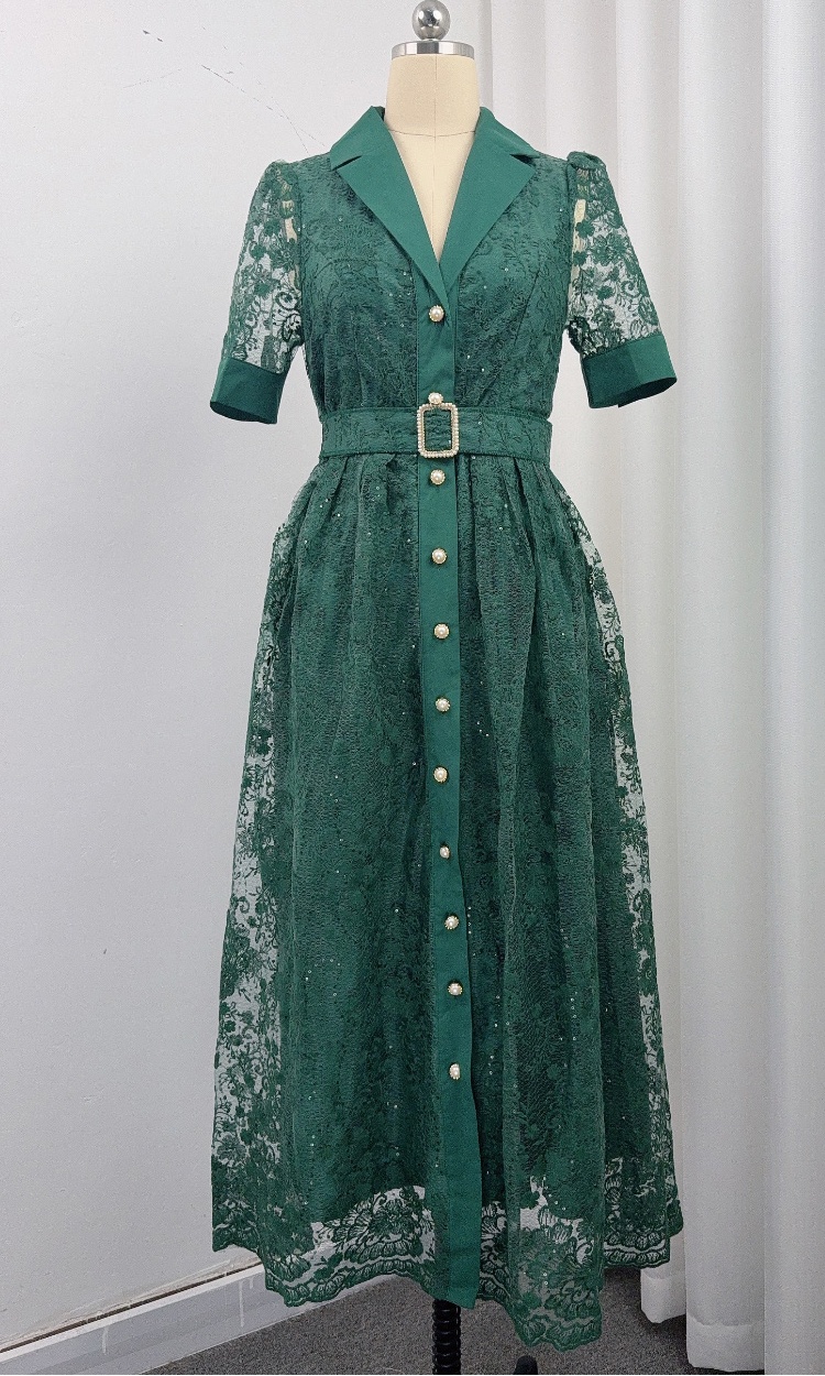 Pinched waist France style business suit hollow dress