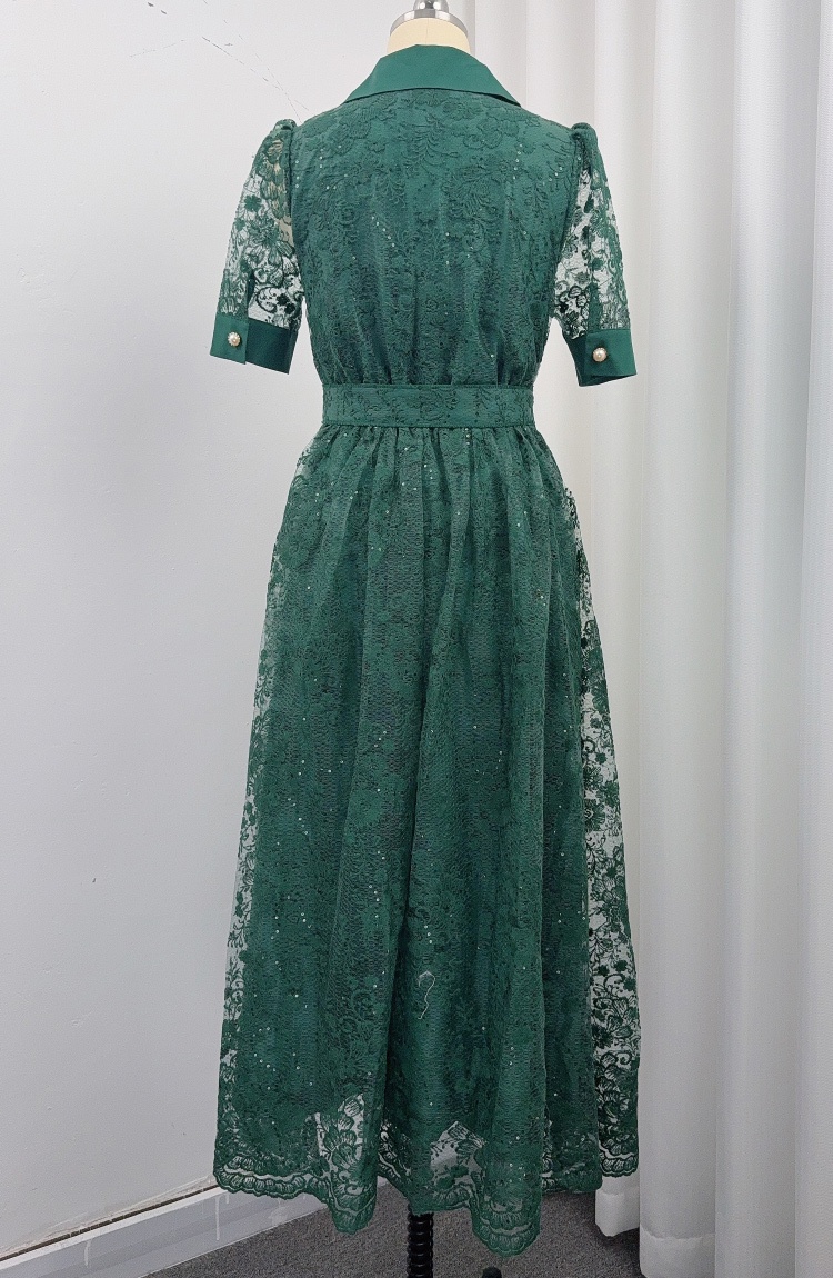 Pinched waist France style business suit hollow dress