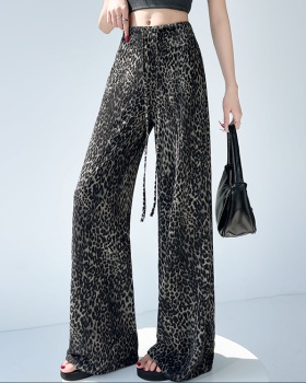 Leopard facial mask wide leg pants for women
