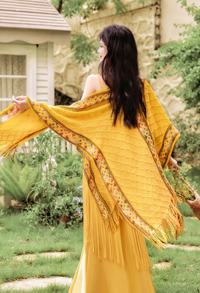 Collocation sling dress vacation shawl 2pcs set