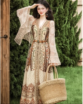 Collocation dress national style coat 2pcs set