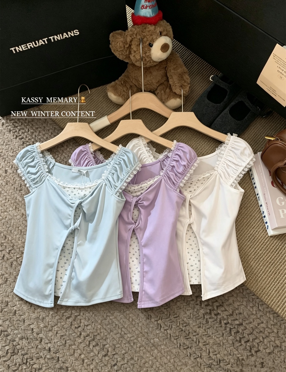 Short summer tops floral lace T-shirt for women