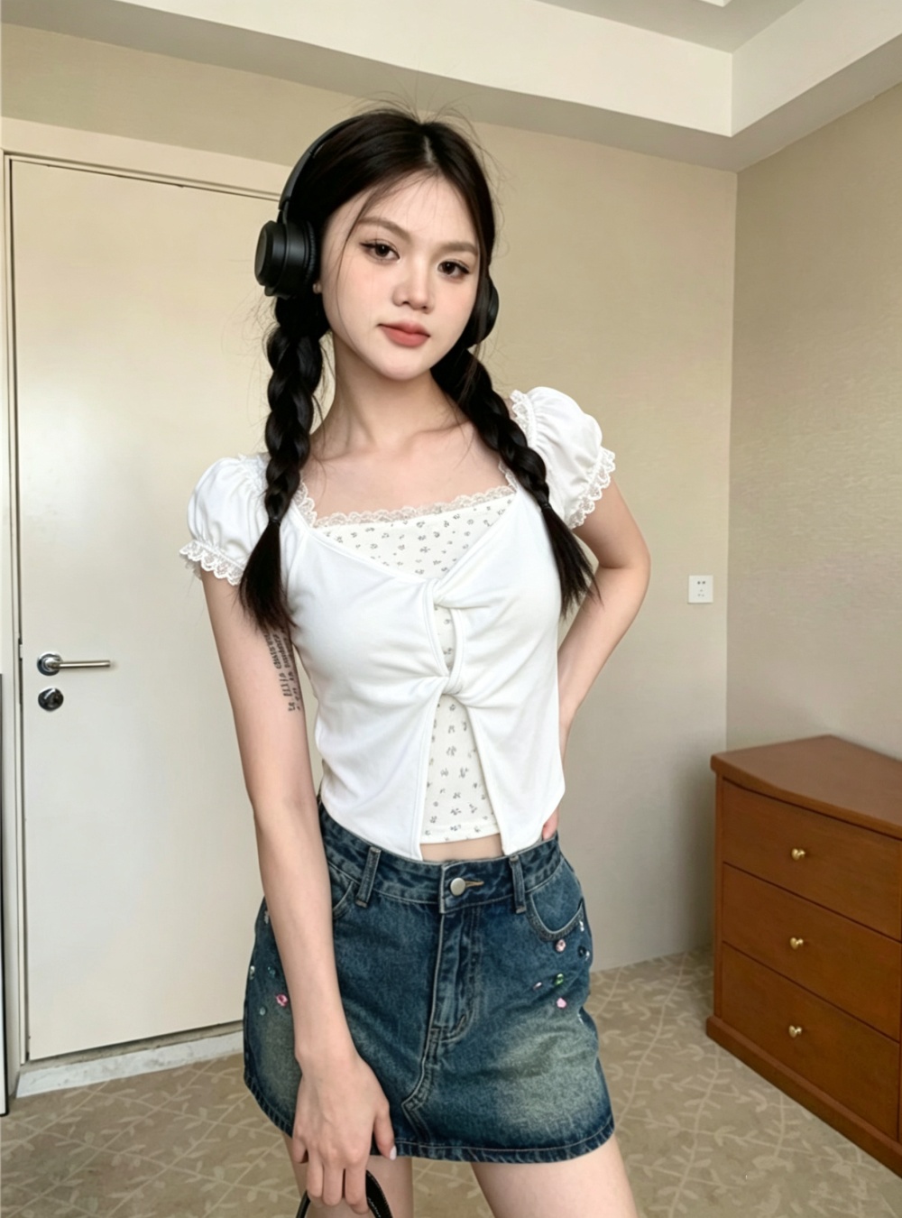 Short summer tops floral lace T-shirt for women