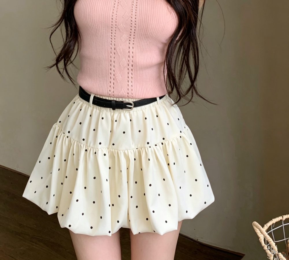 Elastic waist A-line skirt high waist short skirt for women