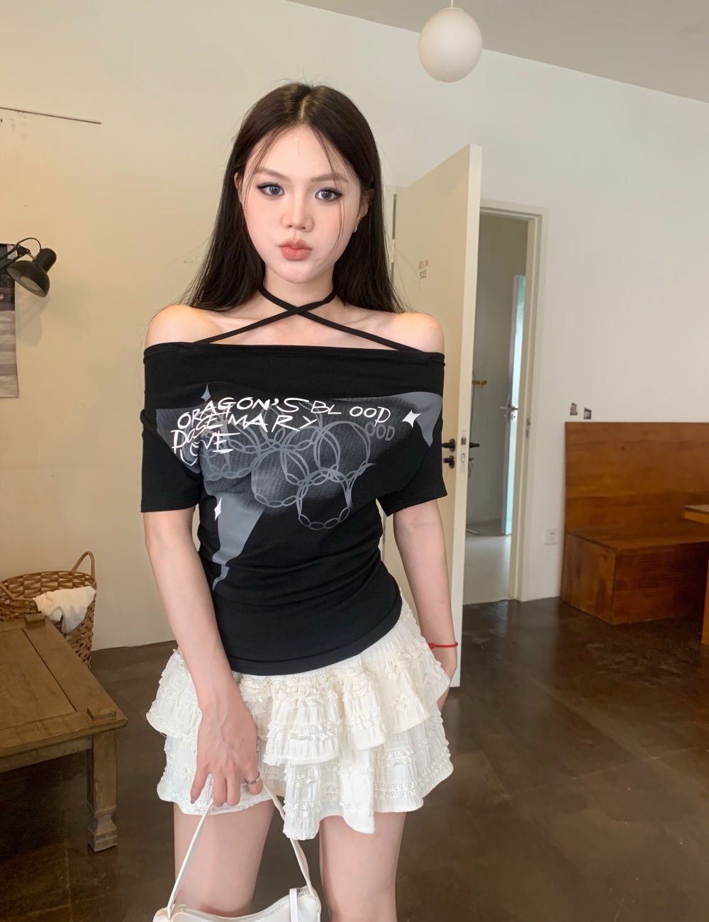 Spicegirl letters T-shirt cross halter tops for women