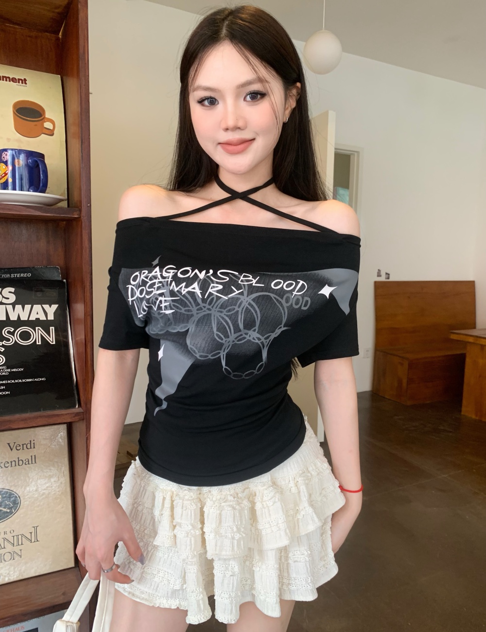 Spicegirl letters T-shirt cross halter tops for women