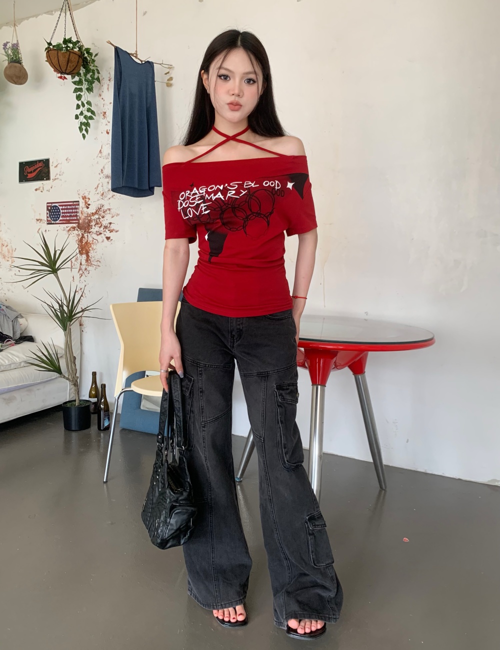 Spicegirl letters T-shirt cross halter tops for women