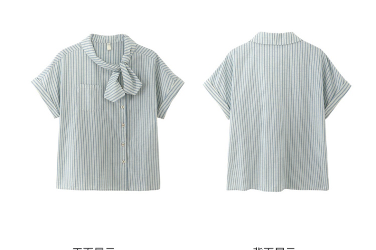 Asymmetry placket stripe small shirt retro summer shirt