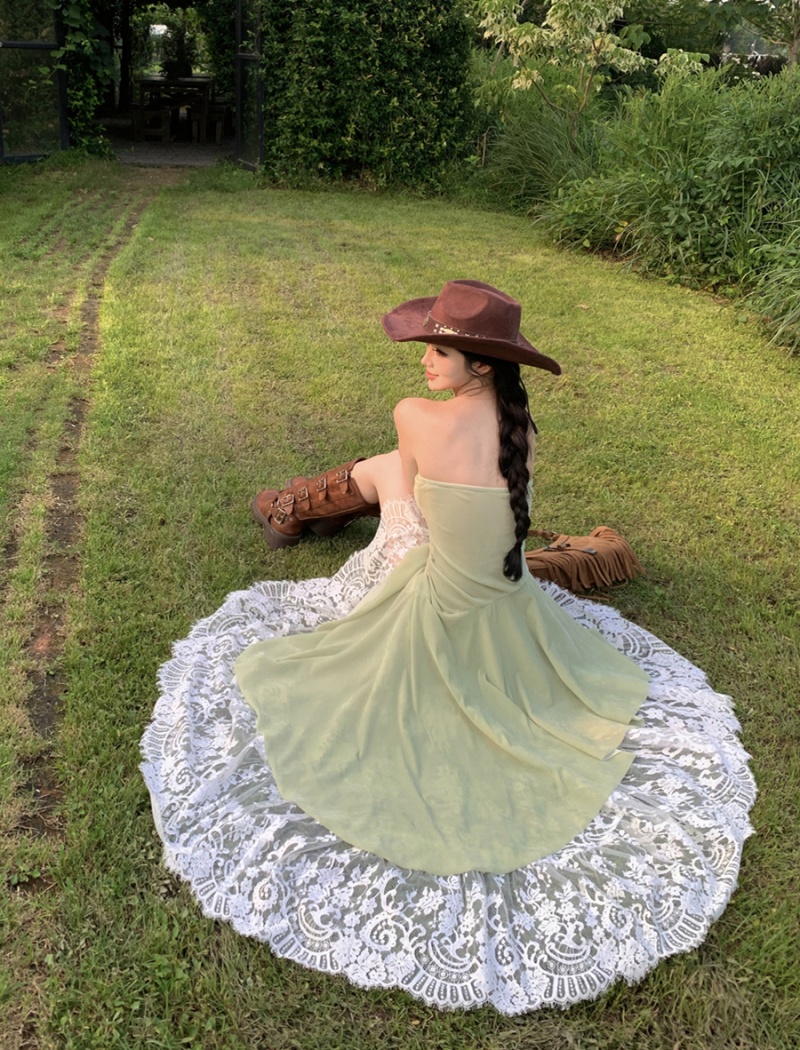 Summer lotus leaf edges sexy irregular vacation dress