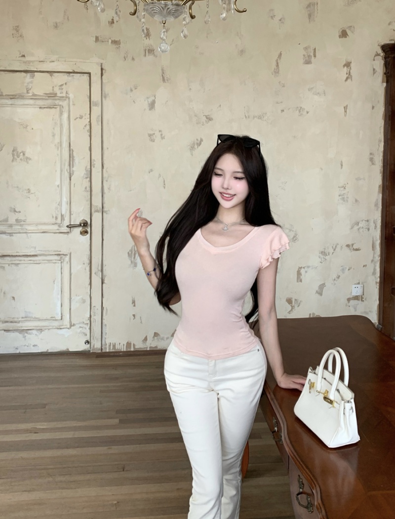 Sexy summer enticement T-shirt V-neck slim tops for women