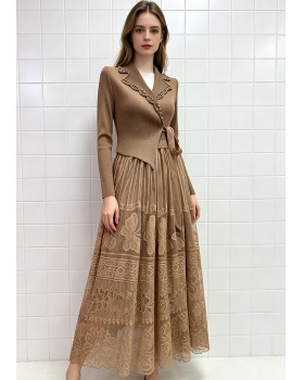 Fold beading dress large yard business suit