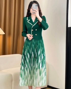 France style long dress Pleats Please business suit a set