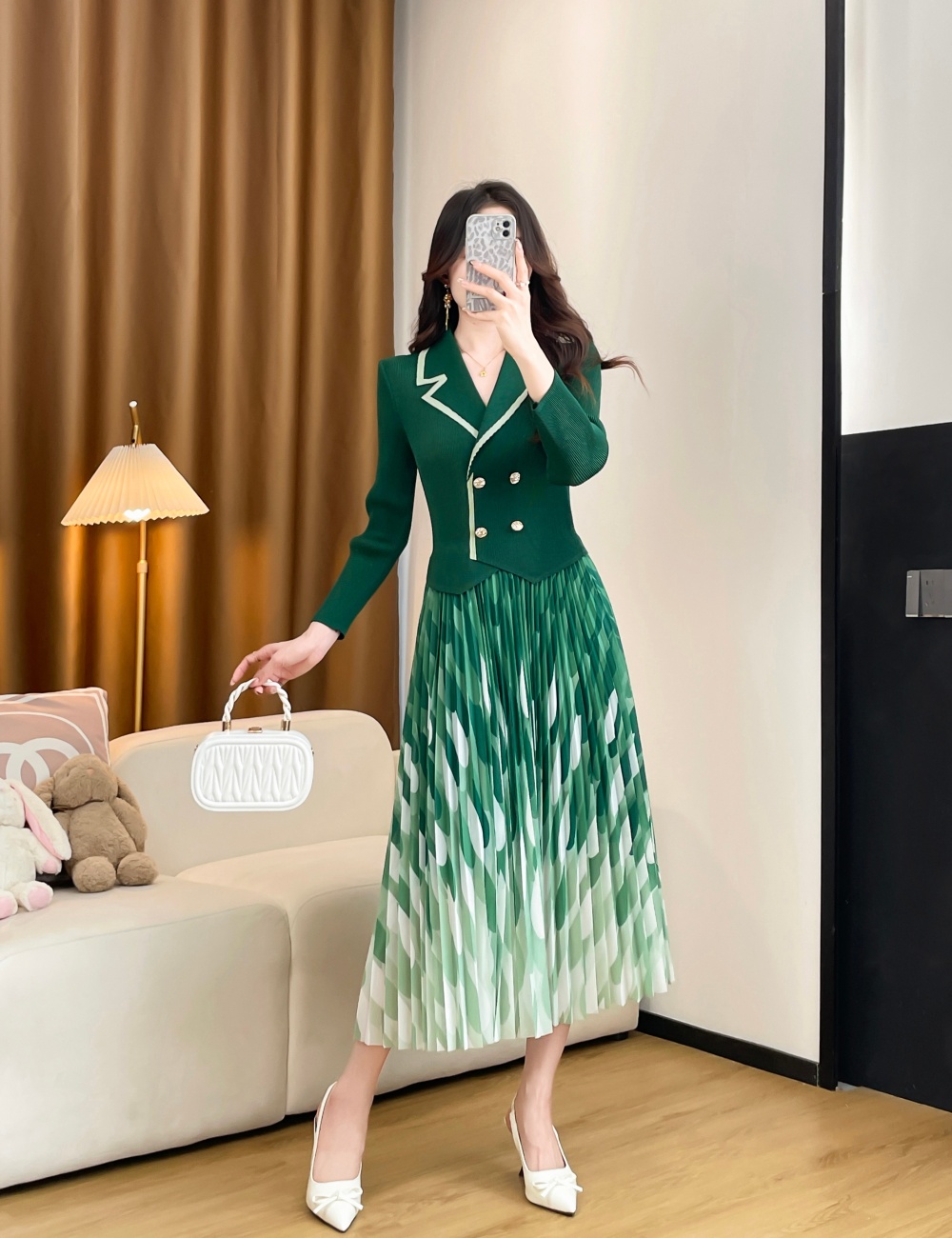 France style long dress Pleats Please business suit a set