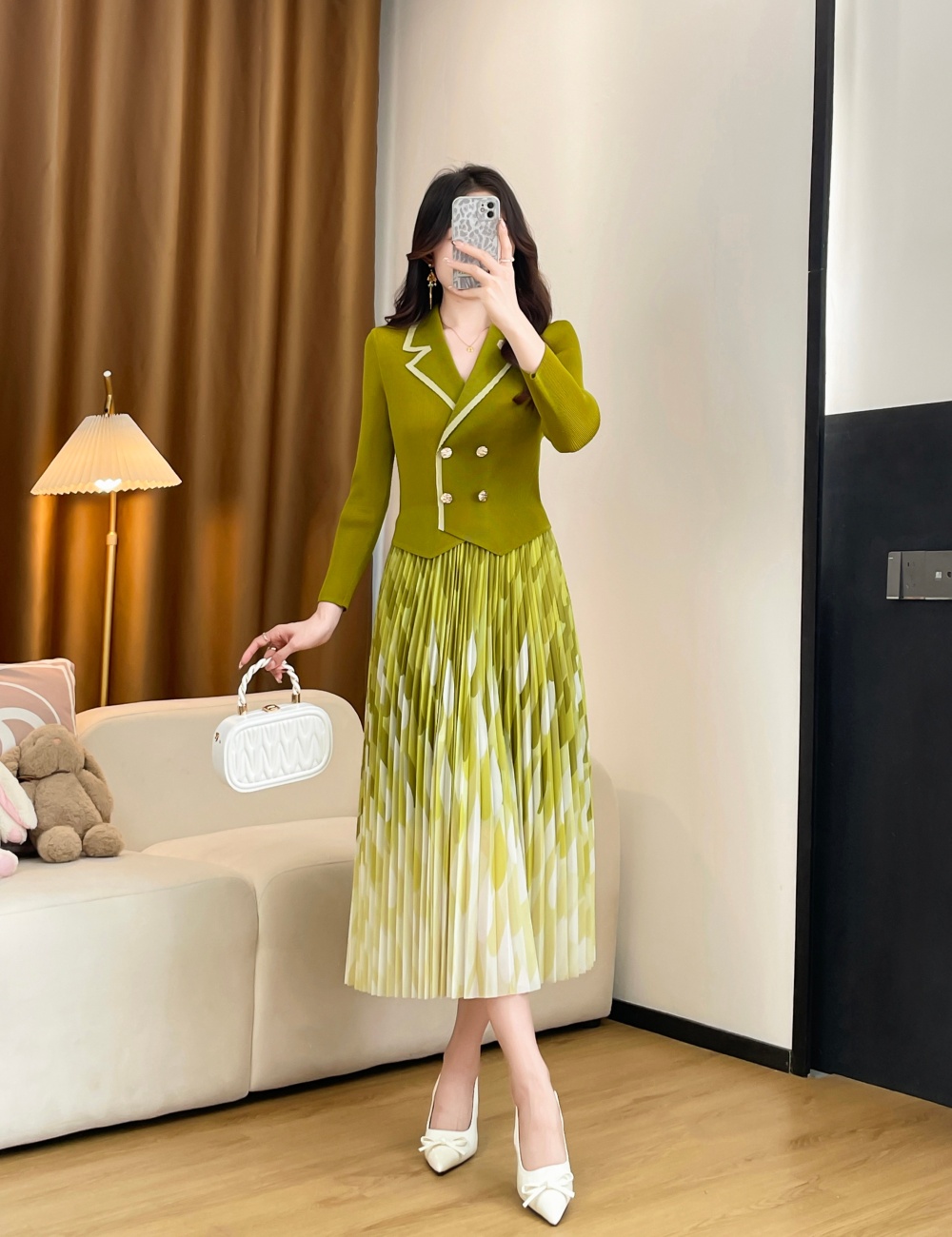 France style long dress Pleats Please business suit a set