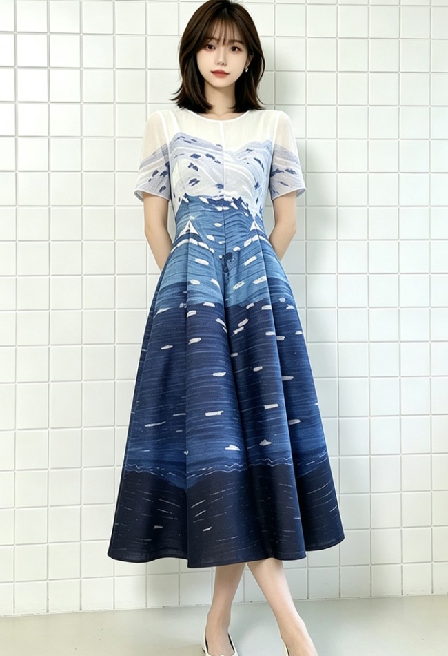Elegant colors vacation seaside fold large yard dress