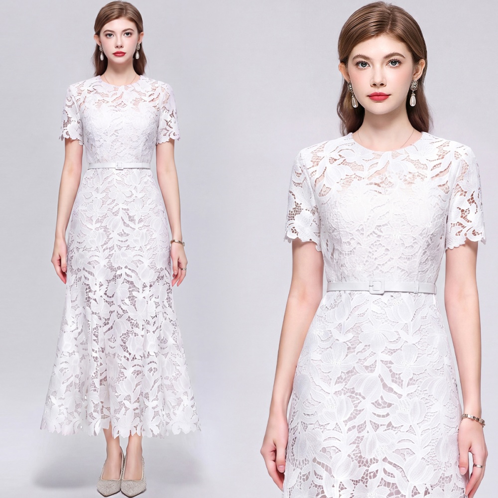 Slim temperament inside the ride hollow France style dress