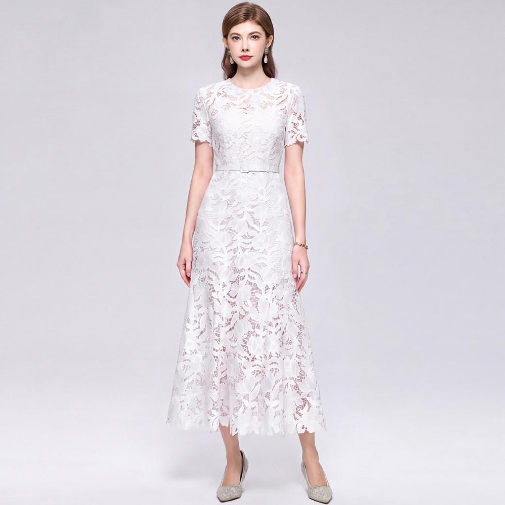 Slim temperament inside the ride hollow France style dress