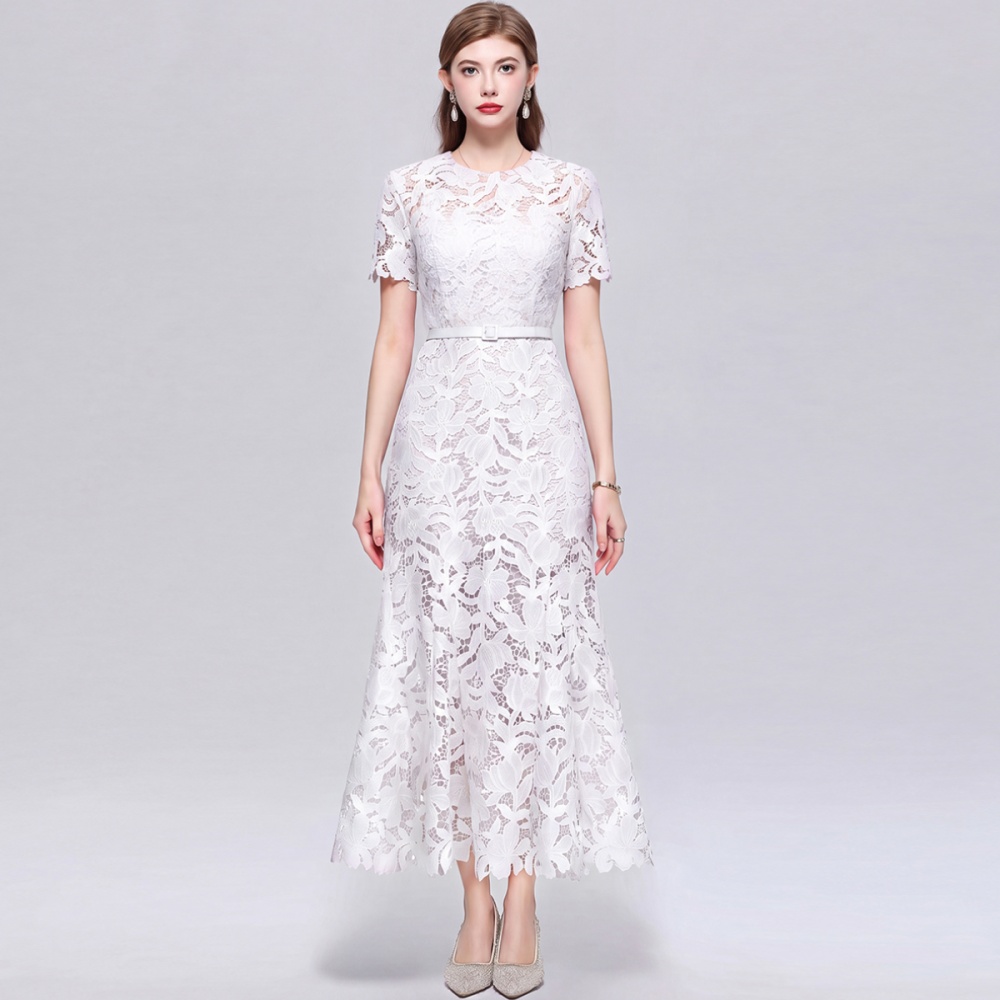 Slim temperament inside the ride hollow France style dress