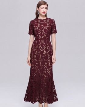 Lace retro slim temperament mermaid hollow dress