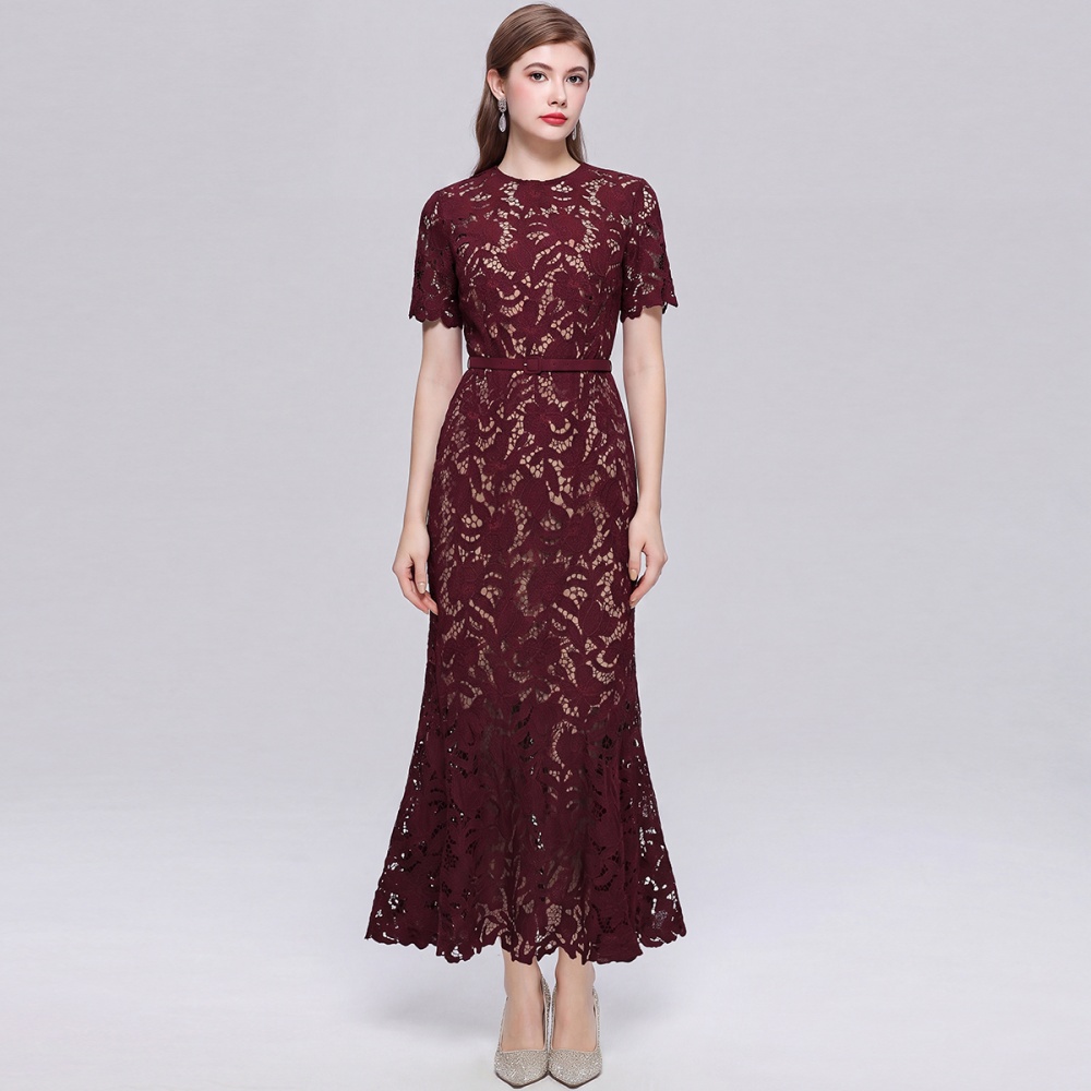 Lace retro slim temperament mermaid hollow dress