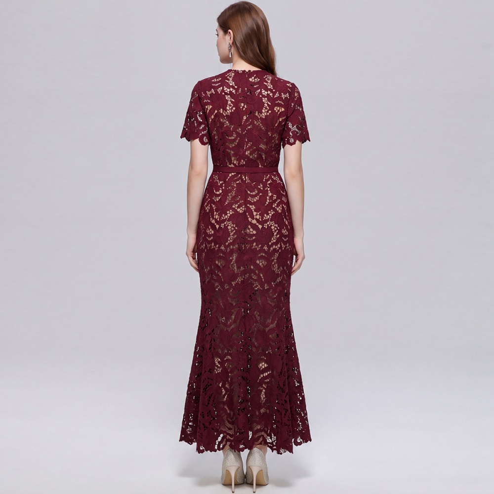Lace retro slim temperament mermaid hollow dress